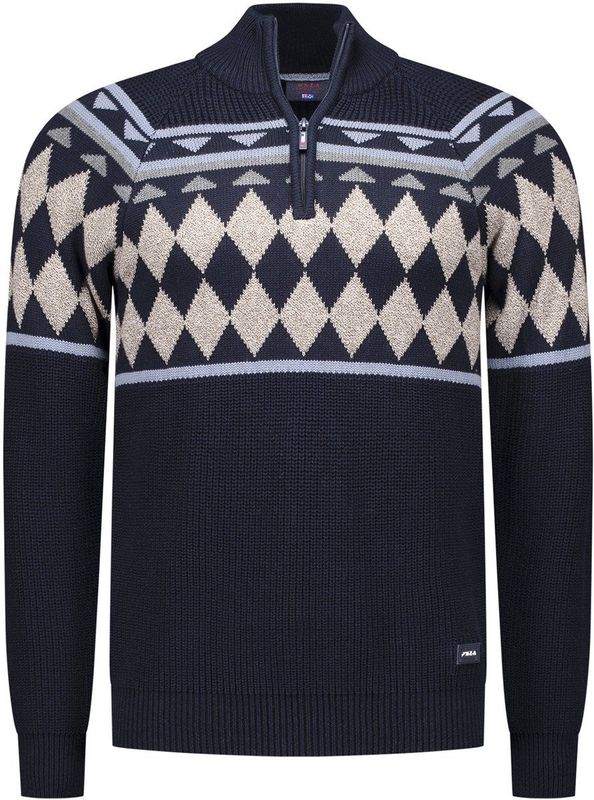 NZA - Katoenen Half Zip Trui - Blauw - Regular Fit