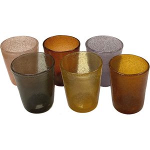 Memento-Originale gekleurde drinkglazen - 6-delige set - bruin-grijs - 30 cl - handgemaakt