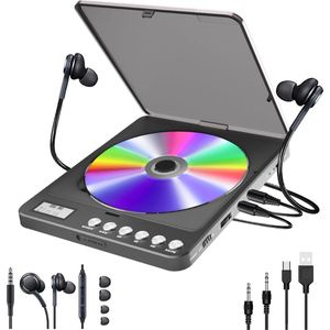 Discman - CD speler - Anti shock - Oplaadbaar - Bluetooth - Inclusief oordopjes - Must have voor iedereen!