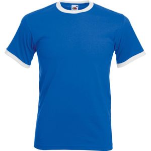Fruit Of The Loom Heren Ringer T-shirt met korte mouwen (Royaal Blauw/Wit)