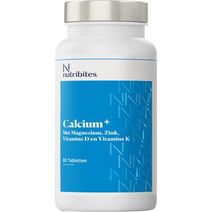 Nutribites - Calcium+ - Met Zink en Magnesium - Goed voor botten, gebit en spieren - 60 Vegetarische tabletten
