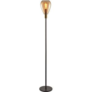 Vloerlamp Dorato Zwart Goud Glas Amber 170cm