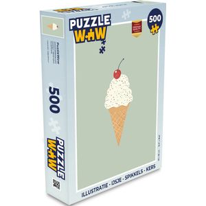 Puzzel Illustratie - Ijsje - Spikkels - Kers - Legpuzzel - Puzzel 500 stukjes