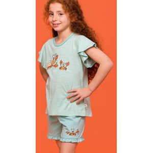 Woody pyjama meisjes/dames - turquoise gestreept - hermietkreeft - 251-10-PSG-S/921 - maat 164