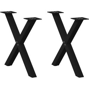 vidaXL - Salontafelpoten - 2 - st - X-vormig - 60x(42-43) - cm - staal - zwart