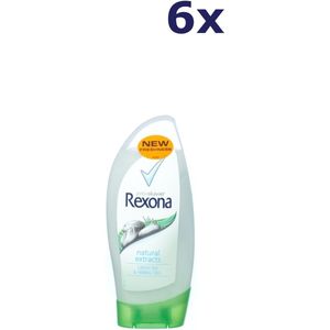 6x Rexona douchegel Natural Extracts Green Tea& Herbal Oils 250ML