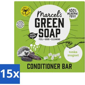 15 x Marcel's Green Soap - Conditioner Bar - Tonka & Muguet - Krachtige werking - 60 gr - Conditioner Bar - Haarverzorging - Sheaboter - Kokosolie - Sulfaatvrij