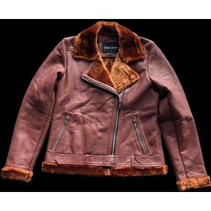 Dera Dore - Vrouwen Leren Bontjas - Bordo - Echt en Origineel Schapenleer