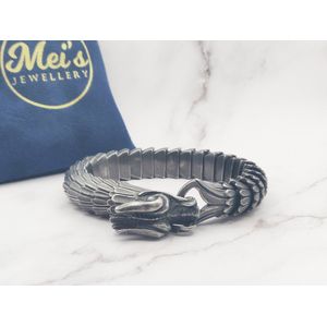 Mei's | Viking The Wyrm | Polsmaat 18 cm / armband mannen / Viking sieraad / sieraad heren | Stainless Steel / 316L Roestvrij Staal / Chirurgisch Staal | zwart / draak
