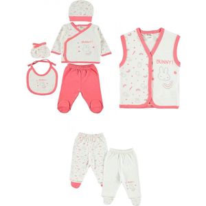 2 broekjes cadeau - 5-delige baby newborn kleding set met vestje meisjes - Bunny Babykleding - Newborn set - Babyshower cadeau - Kraamcadeau