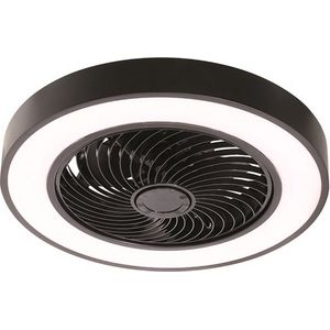 Freelight - Plafondventilator Fiato - Ø 50 cm – zwarte plafondventilator - metalen ventilator – top kwaliteit – incl. remote – speciaal voor lage plafonds – ventilator met LED verlichting - zwart