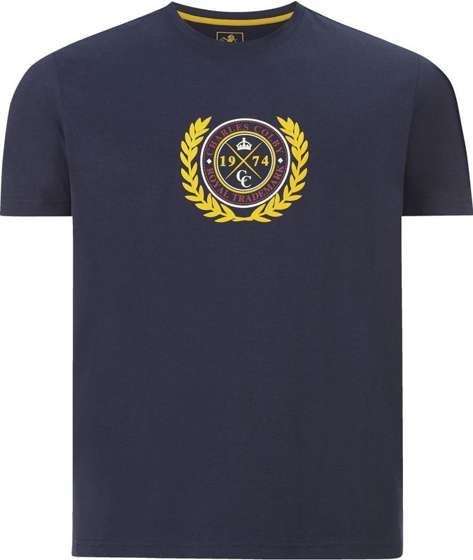 Charles Colby T-Shirt ronde hals donkerblauw, Print