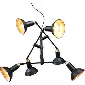 LED Hanglamp - Hangverlichting - Trion Rollo - E14 Fitting - 6-lichts - Rond - Mat Zwart - Aluminium