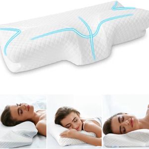 Traagschuim Hoofdkussen voor Nekklachten - Orthopedisch & Ergonomisch - 65x35 cm - Voor Hoofd, Nek en Schouders - Voor Alle Slapers