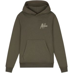 Malelions - Kids Striped Signature Hoodie - Moss Green/Beige
