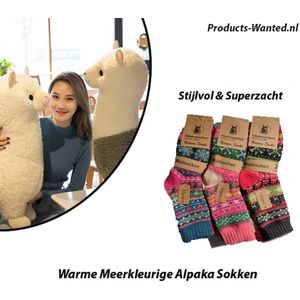Alpaka Socks - Meerkleurige Alpaka Sokken - 3 Paar - Warm en Comfortabel