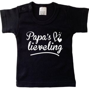 Kinder - t-shirt - Papa's lieveling - maat: 68 - kleur: zwart - 1 stuks - papa - vader - kinderkleding - shirt - baby kleding - kinderkleding jongens - kinderkleding meisjes