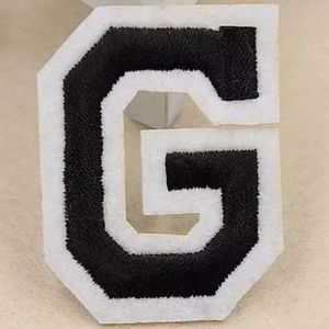 Alfabet Letters Strijk Embleem Patches Zwart Wit Letter G / 4 cm / 5 cm