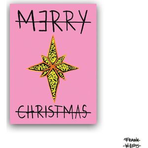 Merry Christmas - STAR - PINK kerstkaarten | 1 / 3 / 5 / 10 stuks | 10.5x14.8cm | van kunstenaar Frank Willems
