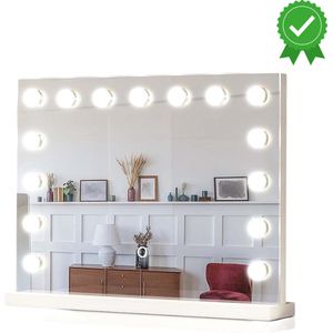 Thuys - Hollywood Spiegel - Stijlvolle Spiegel met LED Verlichting - Dimbaar en Verstelbaar - 58 x 43 cm - 15 LED Lampen