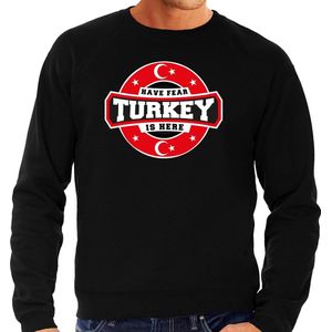 Have fear Turkey is here sweater met sterren embleem in de kleuren van de Turkse vlag - zwart - heren - Turkije supporter / Turks elftal fan trui / EK / WK / kleding S
