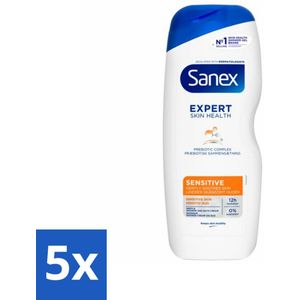 5 x Sanex - Douchegel - Dermo Sensitive - Voor Gevoelige Huid - 600 ml - Gevoelige Huid - Douchegel - Douchegel Gevoelige Huid - Douchegel Dermatologisch Getest - Douchegel Voor Gevoelige Huid