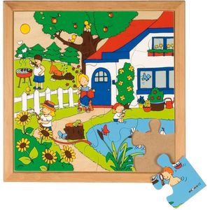 Educo Seizoenen Kinder Puzzel Zomer 34x34cm - 16 stukjes - Kinderpuzzels - Legpuzzel - Educatief speelgoed - Houtenpuzzel - Incl. Houtenframe - Vanaf 4 jaar