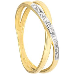 Di Lusso - Ring Parma - Zirkonia's - 14 Karaat Goud - Dames - 19.00 mm