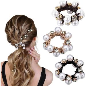 Haarelastiekjes - Set van 3, Scrunchies en Parelhaarbanden, Kristallen Haartouwen, Haaraccessoires voor Vrouwen en Meisjes