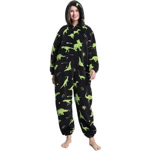 Unisex Verdikte Cartoon Dier Onesie Pyjama met Capuchon Maat XL – Warme Katoen Fluwelen Huispak voor Mannen en Vrouwen | Winter Nachtkleding voor Koppels | Onesie Dierpak, Warme Pyjama
