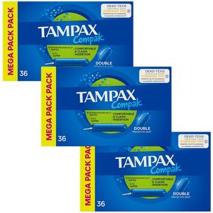 Tampax Compak Super – 3 × 36 stuks – Tampons met Applicator