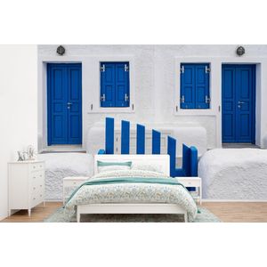 Huis - Architectuur - Blauw - Wit - Behangpapier