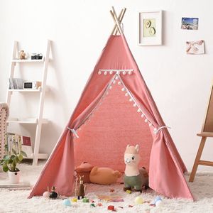 Kinder Tipi Tent - Speeltenten - Tent - Kindertent- Kinder tentje - Kind Tent - Speeltent - Kindertenten binnen - Kindertentje binnen - Kind tent binnen - Wigwam - Roze - Katoen -Kinderen - H.135 x B.110 x L.110