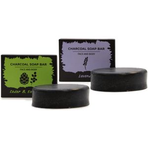 Houtskoolzeep Lavendel en Eucalyptus - Face and Body Houtskoolzeep - 2 stuks