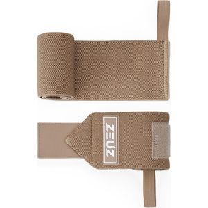 ZEUZ 2 Stuks Wrist Wraps voor Fitness & CrossFit – Polsband voor Links & Rechts – Krachttraining – Polsbrace – Beige