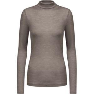 Mey T-shirt long sleeve met kol Serie Wool 660169-90 deep taupe-L/XL