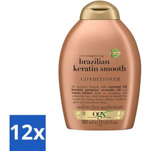 OGX - Brazilian Keratin Smooth - Conditioner - Gladmakend - Herstellend - 385 ml - Voordeelverpakking - 12 stuks