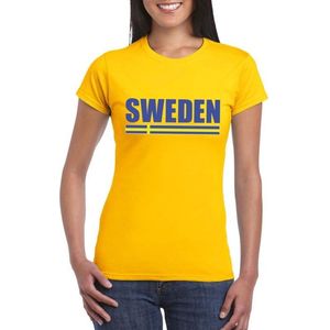Geel Zweden supporter t-shirt voor dames L