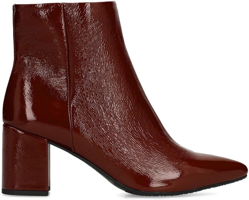 Manfield - Enkellaarsjes - Burgundy - Lakleren - Met Hak