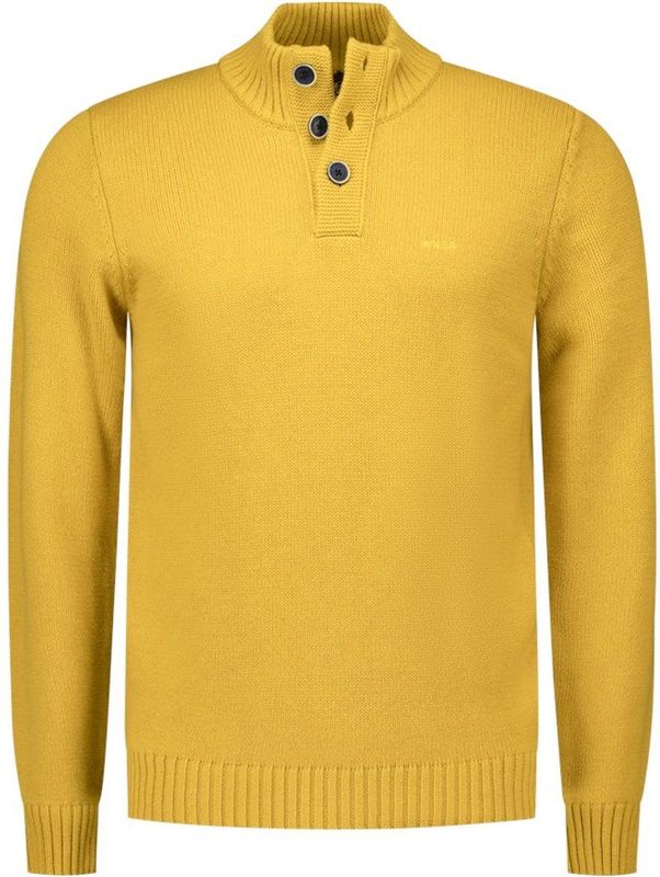 NZA - Gele Wollen Trui - Knoopkraag - Herentrui