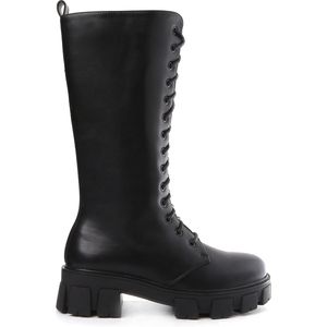 SmileFavorites® Veterboots - Zwart - Imitatieleer - Maat 37 -