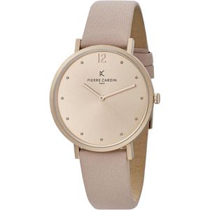 Pierre Cardin Belleville Simplicity CBV.1010 Horloge - Leer - Roze - Ø 39 mm