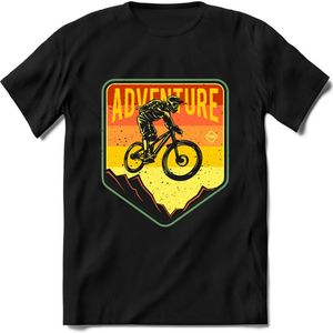 Adventure | TSK Studio Mountainbike kleding Sport T-Shirt | Oranje - Geel | Heren / Dames | Perfect MTB Verjaardag Cadeau Shirt Maat XXL