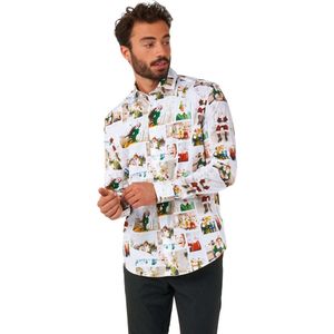 OppoSuits Elf Kerst Shirt - Heren Kerst Overhemd - Kerst Shirt - Wit - Maat: XS