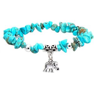 Zwarte toermalijn edelsteen armband met olifant - 7 chakra helende stenen armband voor dames