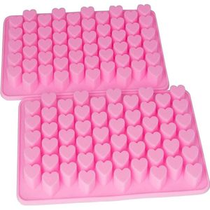 Hartvormige siliconen ijsblokjes bakvormen - 2 stuks - 55 hartvormige bakvormen van siliconen - DIY liefde chocoladecakevorm