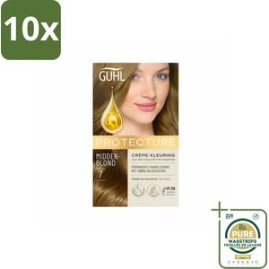 10 x Guhl - Crème-kleuring - No. 7 Middenblond Beschermend - Haarverf - Grootverpakking - Crèmekleuring - Middenblond - Haarverf - Grijsdekking - Beschermend Haarverf