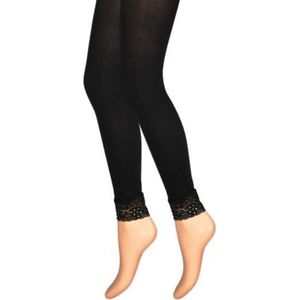 Dames panty/legging - 80 Denier - Zwart - Kant/Strass