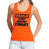 Oranje tekst tanktop / mouwloos shirt Oranje is het nieuwe zwart voor dames -  Koningsdag kleding S