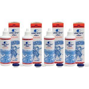 Unicare Vita+ 4 x 240 ml - lenzenvloeistof voor zachte contactlenzen - incl 4 lenzendoosjes - voordeelverpakking